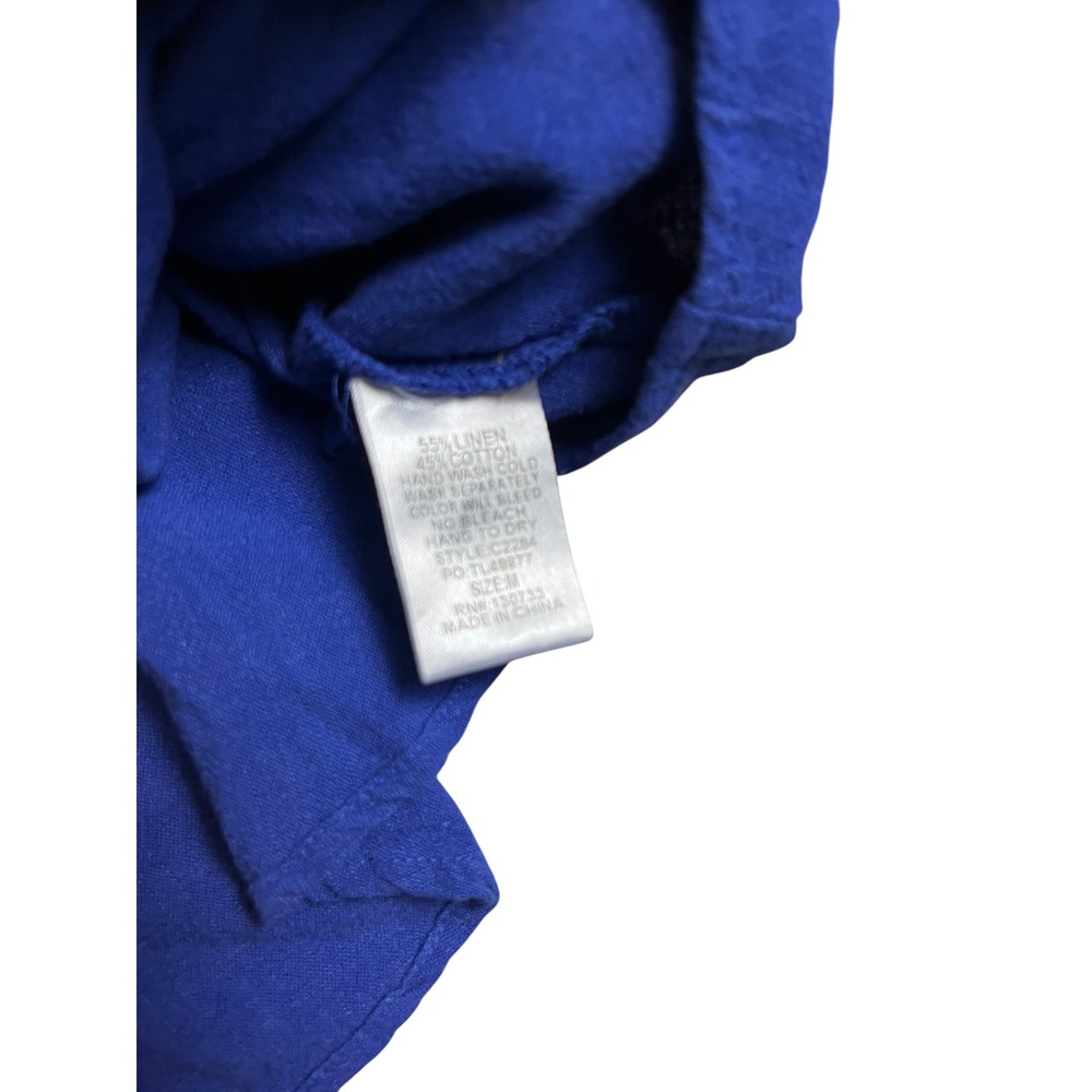 Umgee Royal Blue Linen Blend Ruffle Flutter Sleeve Boho Peasant Top Medium C2284 - Picture 8 of 9